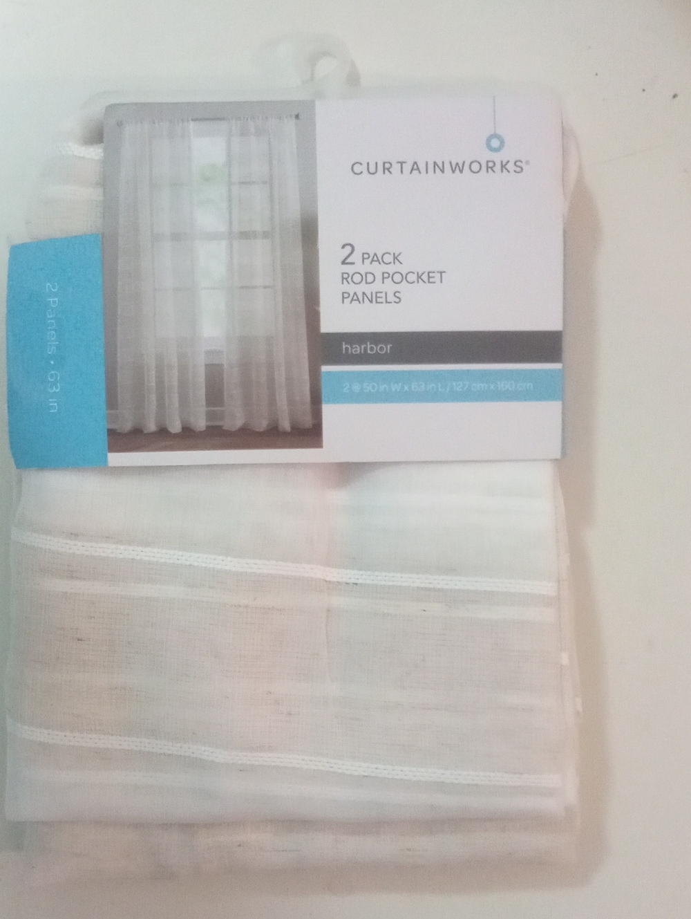 Harbor Sheer Rod Pocket Curtain Panels - (2-Pack) Cream Tan 63" NWT $55
